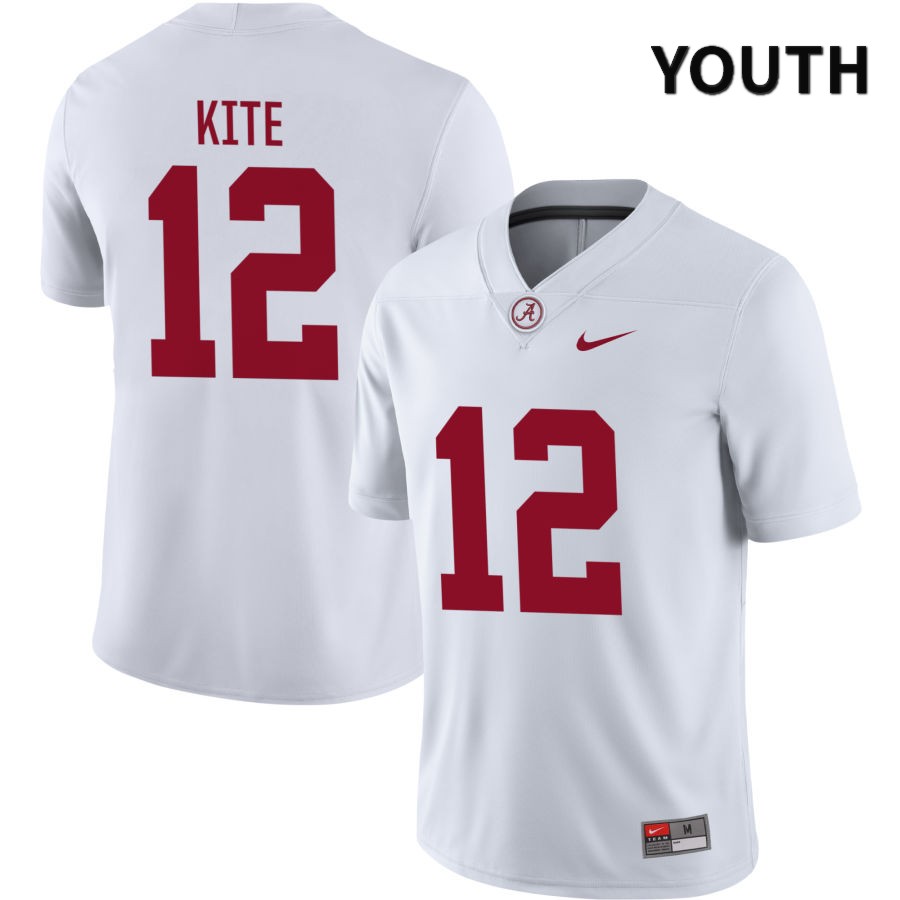 Alabama Crimson Tide Youth Antonio Kite #12 NIL White 2022 NCAA Authentic Stitched College Football Jersey VD16I73KF